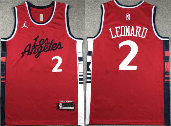Mens Los Angeles Clippers #2 Kawhi Leonard Red Stitched Jersey->->NBA Jersey